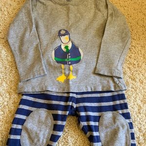 Mini Boden pigeon shirt and reversible pants